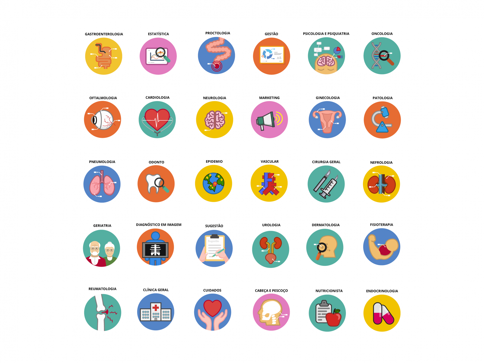 Ícones para especialidades médicas