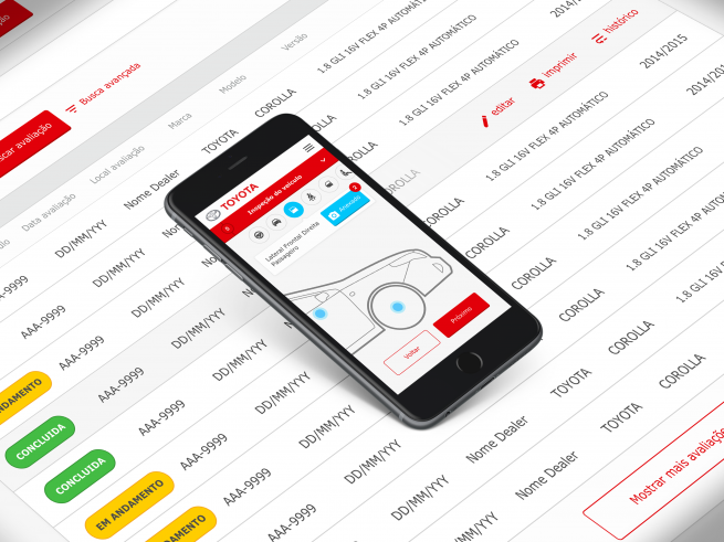 Aplicativo de avaliação veicular Toyota